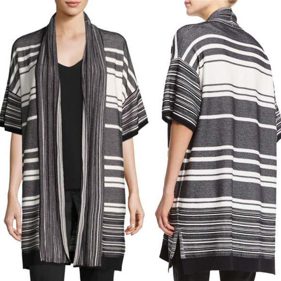 Vince Short Sleeve Striped Cardigan 
